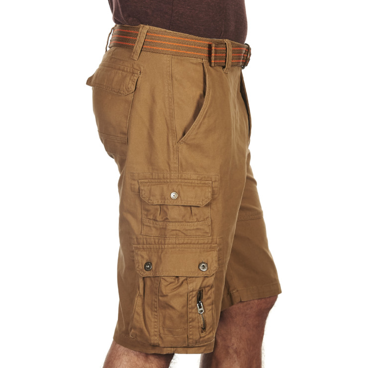 “Eureka” Belted Rigid Twill Stacked Pocket Twill Cargo Short 100